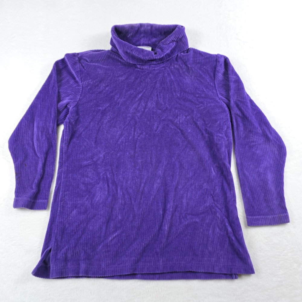 Alfred Dunner Purple Ribbed Velour Turtleneck Top Long Sleeve Made in USA Medium